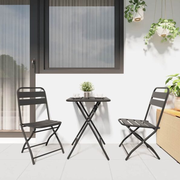 vidaXL Bistro súprava 3 pcs Antracit Oceľ – Obrázok 4