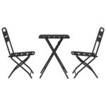 vidaXL Bistro súprava 3 pcs Antracit Oceľ – Obrázok 7