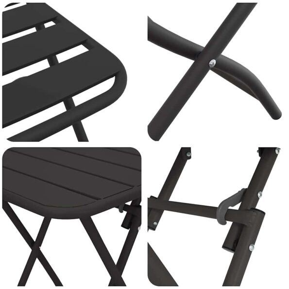 vidaXL Bistro súprava 3 pcs Antracit Oceľ – Obrázok 8