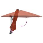 vidaXL Záhradný slnečník Tehlová 248 x 248 x 148 cm Polyester a oceľ – Obrázok 8