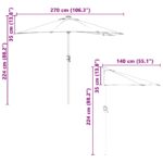 vidaXL Záhradný slnečník Čierna 294 x 150 x 223 cm látka – Obrázok 13