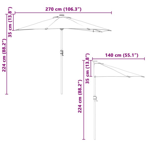 vidaXL Záhradný slnečník Čierna 294 x 150 x 223 cm látka – Obrázok 13