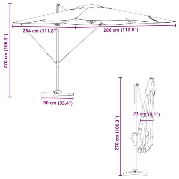 vidaXL Slnečník Bordeaux červený Hliník, Polyester Veľká – Obrázok 13