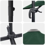 vidaXL Zelený slnečník s bočným ramenom Zelený Polyester a kovový rám – Obrázok 9