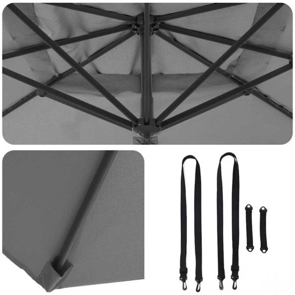 vidaXL Slnečník Antracit 351 x 250 x 260 cm Polyester a hliník – Obrázok 10