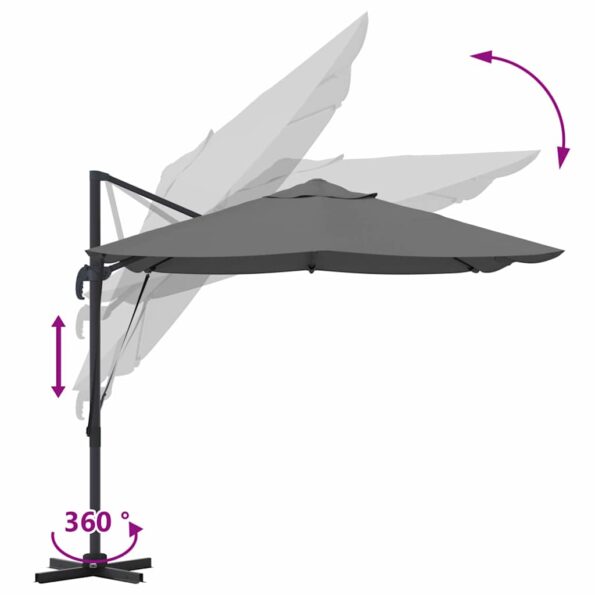 vidaXL Slnečník Antracit 351 x 250 x 260 cm Polyester a hliník – Obrázok 11
