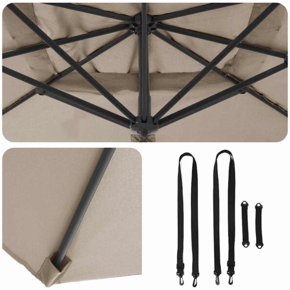 vidaXL konzolový slnečník Taupe Polyester Veľký Sklopný – Obrázok 10