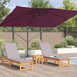 vidaXL Konzolový slnečník Burgundský červený Polyester, Oceľ Veľký – Obrázok 4