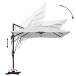 vidaXL Konzolový slnečník Béžová Polyester, Hliník Veľká Skladací – Obrázok 13