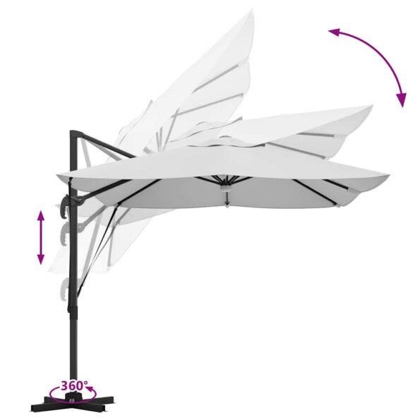 vidaXL Konzolový slnečník Béžová Polyester, Hliník Veľká Skladací – Obrázok 13