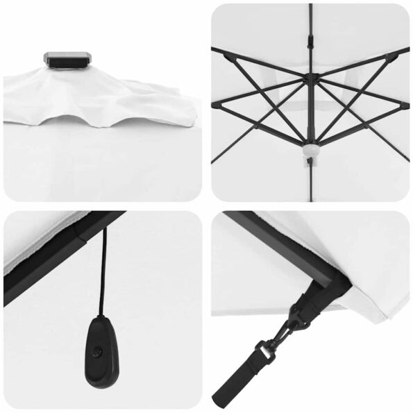 vidaXL Konzolový slnečník Béžová Polyester, Hliník Veľká Skladací – Obrázok 9