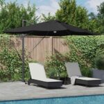 vidaXL Slnečník Čierna 351 x 250 x 253 cm Polyester a hliník