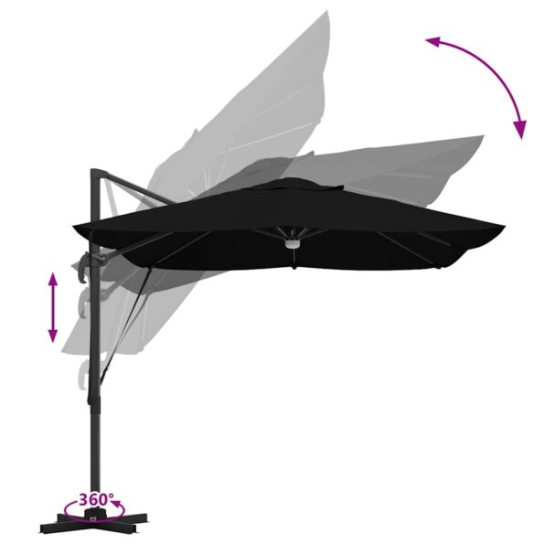 vidaXL Slnečník Čierna 351 x 250 x 253 cm Polyester a hliník – Obrázok 13