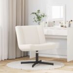 vidaXL Otočná stolička Krémová 63 x 75 x 76 cm Ovčia kože – Obrázok 3