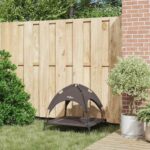 vidaXL Vyvýšená posteľ pre psa Hnedá Polyester, Kov Stredná – Obrázok 3