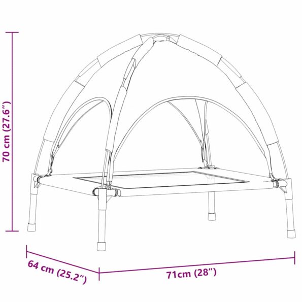 vidaXL Vyvýšená psia posteľ Námornícka modrá Textil, Kov 71 x 64 x 71 cm – Obrázok 10