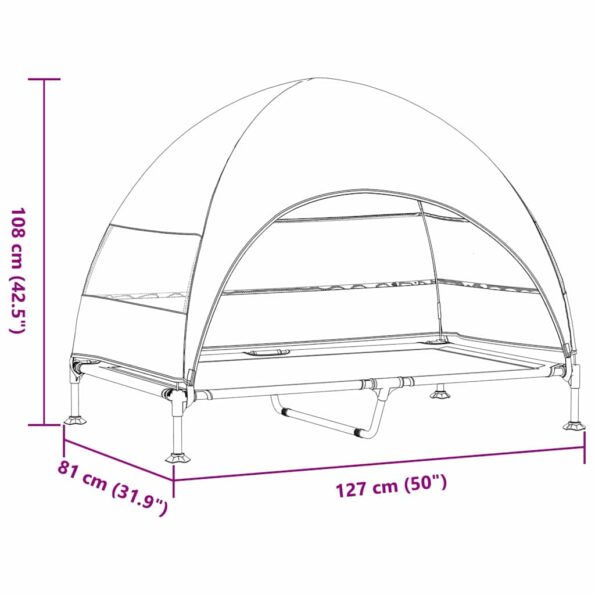 vidaXL vyvýšená psia posteľ s odnímateľnou strechou Hnedá XL Oceľ – Obrázok 11