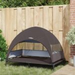 vidaXL vyvýšená psia posteľ s odnímateľnou strechou Hnedá XL Oceľ – Obrázok 3