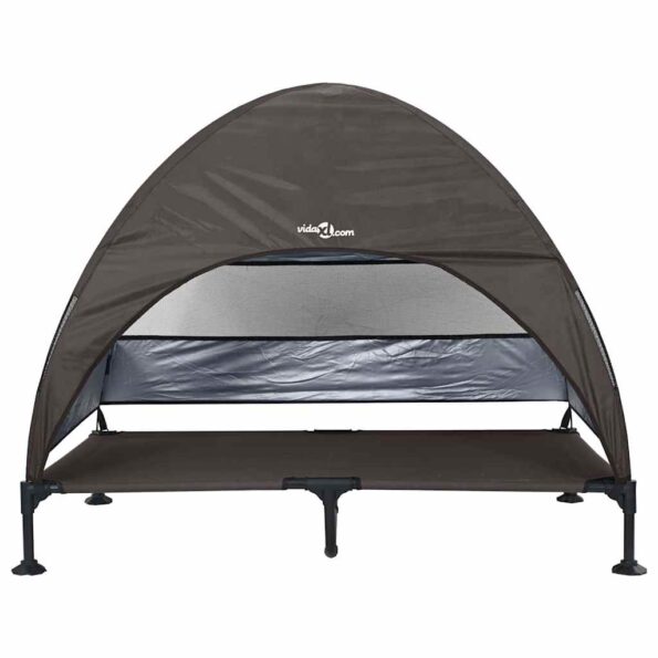 vidaXL vyvýšená psia posteľ s odnímateľnou strechou Hnedá XL Oceľ – Obrázok 4