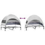 vidaXL vyvýšená psia posteľ so strechou strieborná šedá XL oceľ – Obrázok 10