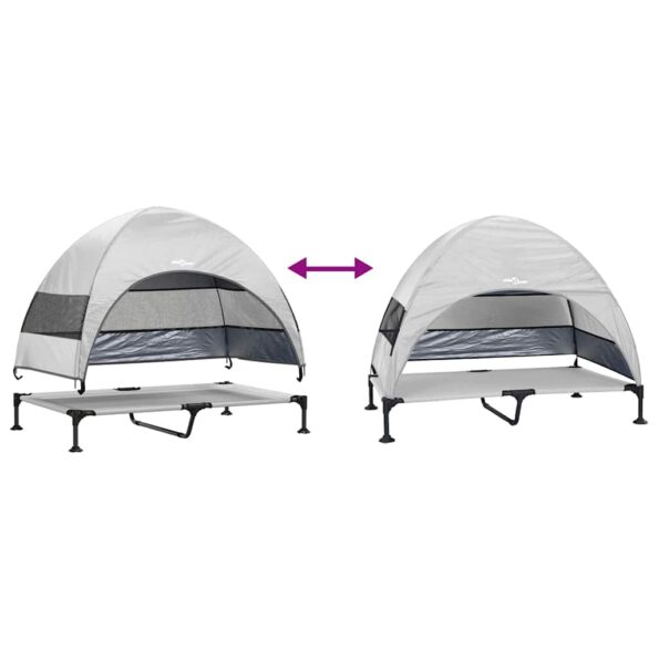 vidaXL vyvýšená psia posteľ so strechou strieborná šedá XL oceľ – Obrázok 10