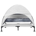 vidaXL vyvýšená psia posteľ so strechou strieborná šedá XL oceľ – Obrázok 4