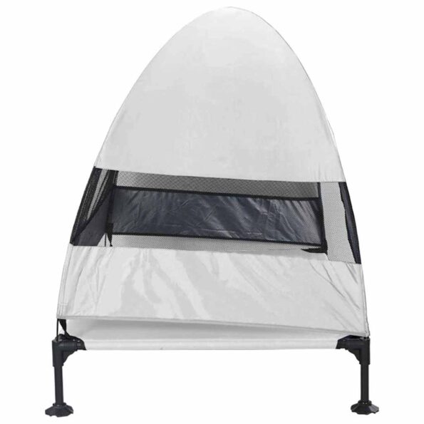 vidaXL vyvýšená psia posteľ so strechou strieborná šedá XL oceľ – Obrázok 5