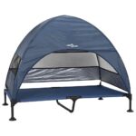 vidaXL Vyvýšená psia posteľ s odnímateľnou strechou námorníckej modrej XL ocele – Obrázok 2