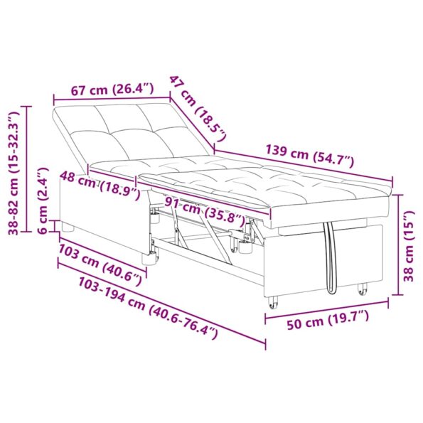vidaXL 3-v-1 pohovka v krémovej látke – Obrázok 9