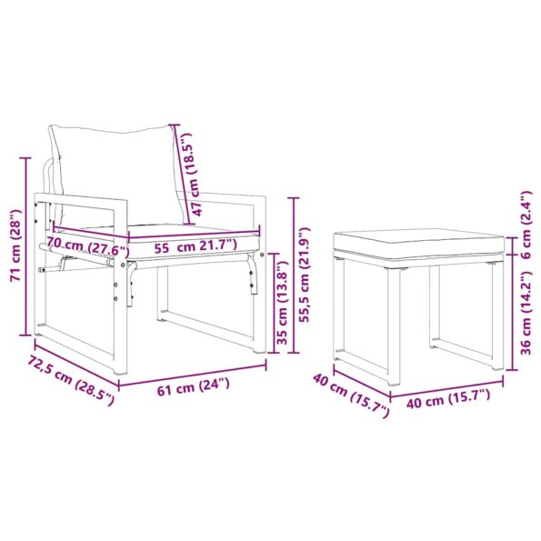 vidaXL Súprava záhradných pohoviek 4 pcs Čierna 61 x 72.5 x 71 cm Oceľ – Obrázok 11