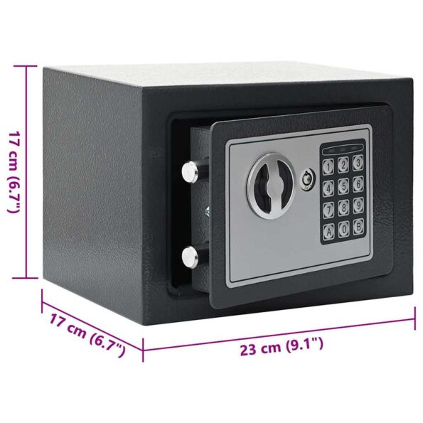vidaXL Digitálny trezor so zámkom Tmavo šedá 23 x 17 x 17 cm Oceľ – Obrázok 8