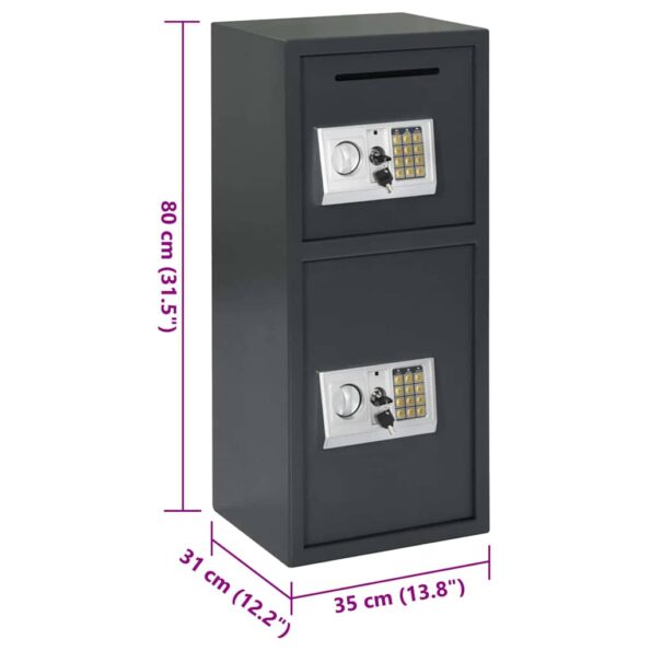 vidaXL Digitálny trezor so zámkom Tmavo šedá 35 x 31 x 80 cm Oceľ – Obrázok 10