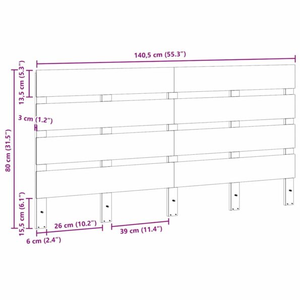 vidaXL Čelo postele Wengé 140 cm Masívna borovica – Obrázok 7