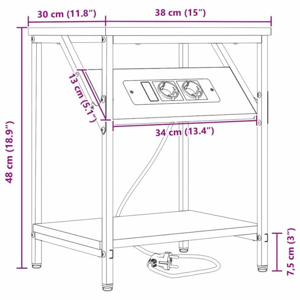 vidaXL Nočný stolík Dymová dub 38 x 30 x 48 cm Kompozitné drevo – Obrázok 13