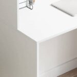 vidaXL Biely písací stôl Biela MDF Kompaktný Dekoratívne vložky – Obrázok 4