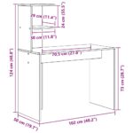 vidaXL Stôl s poličkou Sivý Sonoma 102 x 50 x 124 cm Kompozitné drevo – Obrázok 11