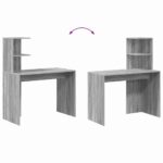 vidaXL Stôl s poličkou Sivý Sonoma 102 x 50 x 124 cm Kompozitné drevo – Obrázok 9