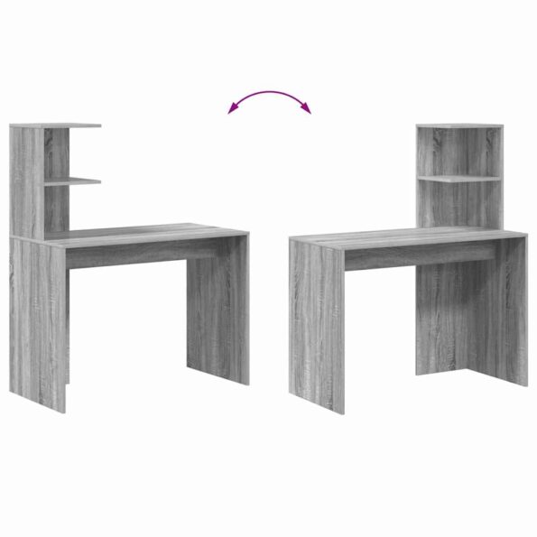 vidaXL Stôl s poličkou Sivý Sonoma 102 x 50 x 124 cm Kompozitné drevo – Obrázok 9