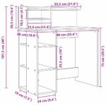 vidaXL Stôl so skladovaním Sivý Sonoma 90x48x101.5 cm Kompozitné drevo – Obrázok 11