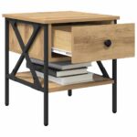 vidaXL Nočný stolík Dubový masív 40x42x45 cm Kompozitné drevo – Obrázok 3