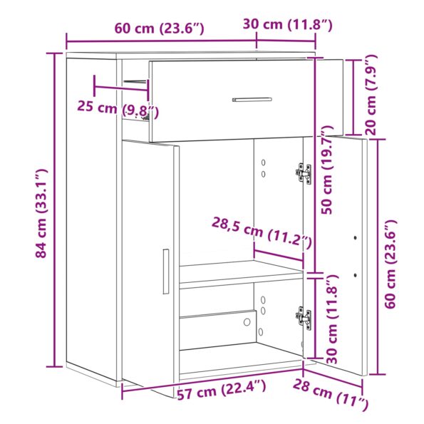 vidaXL Servírovacia skriňa so zásuvkou s poličkou s úložiskom s dverami dub artisan 79 x 38 x 80 cm – Obrázok 11