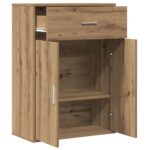 vidaXL Servírovacia skriňa so zásuvkou s poličkou s úložiskom s dverami dub artisan 79 x 38 x 80 cm – Obrázok 5