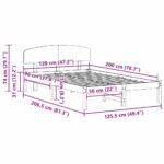 vidaXL Rám postele s čelom Voskovaná hnedá 120x200 cm z masívu – Obrázok 10