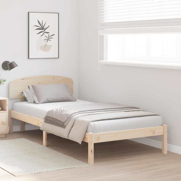 vidaXL Rám postele Prírodná 90 x 190 cm Masívne borovicové drevo – Obrázok 3