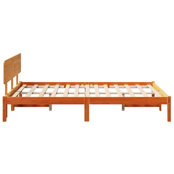 vidaXL Rám postele Voskovaná hnedá 140x190 cm Masívne borovicové drevo – Obrázok 6