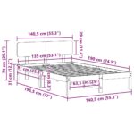 vidaXL Rám postele s čelom Biela 135x190 cm Masívne borovicové drevo – Obrázok 10
