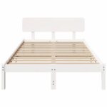 vidaXL Rám postele s čelom Biela 135x190 cm Masívne borovicové drevo – Obrázok 5