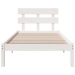 vidaXL Rám postele s čelom biely 90x200 cm z masívu – Obrázok 5