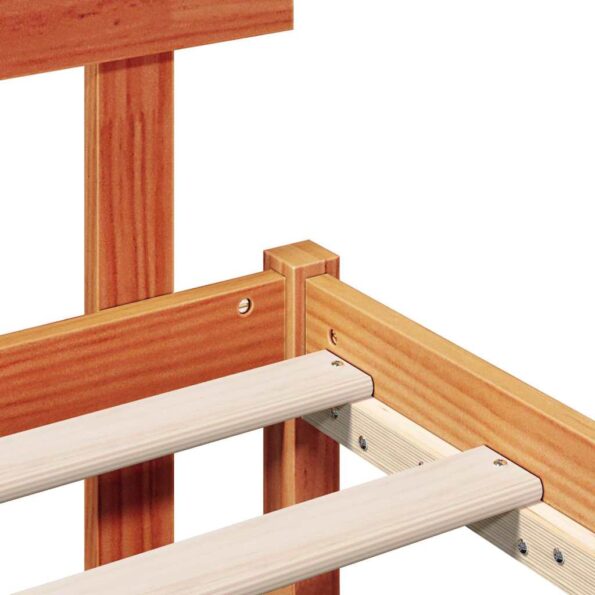 vidaXL rám postele s čelom Voskovaná hnedá 90x200 cm Masívne borovicové – Obrázok 8