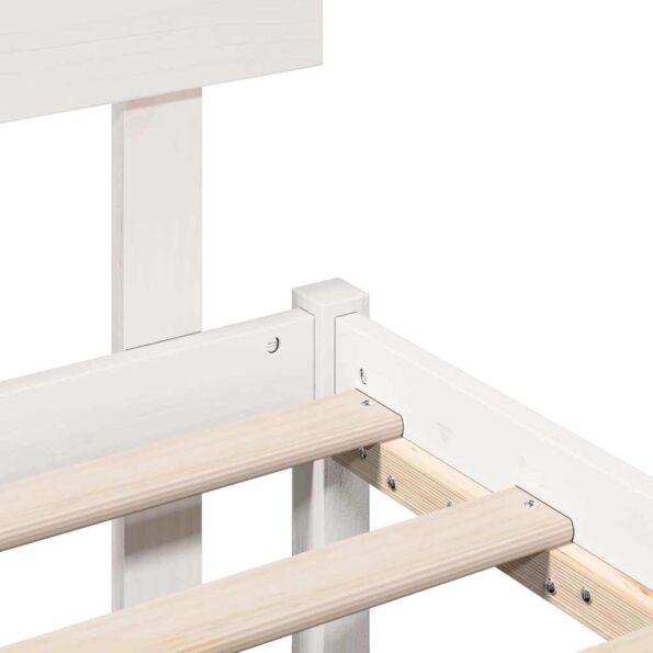 vidaXL Rám postele s čelom biely 180x200 cm Pevný borovicový – Obrázok 8